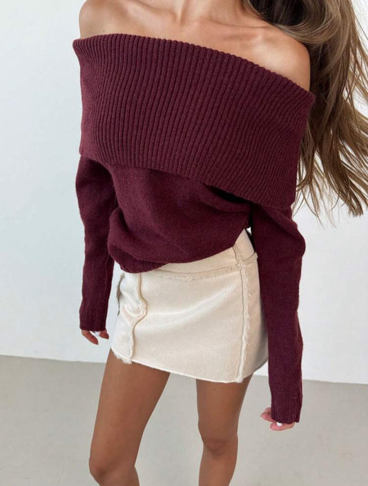 Offshoulder Burgundy Sweater