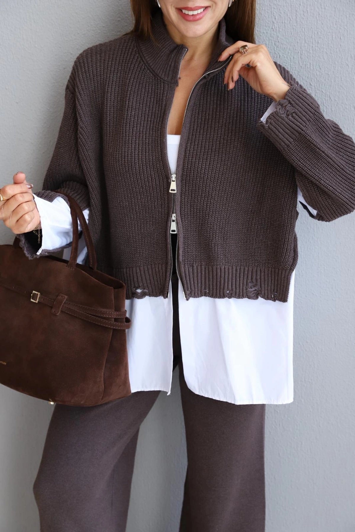 Cafe Knitwear Jacket and Trouser Set