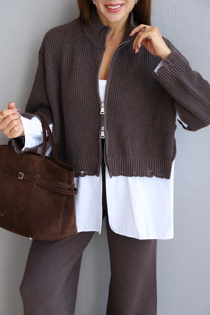 Cafe Knitwear Jacket and Trouser Set