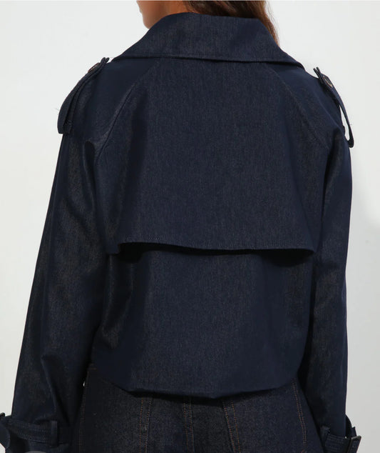 Denim Cropped Trench coat
