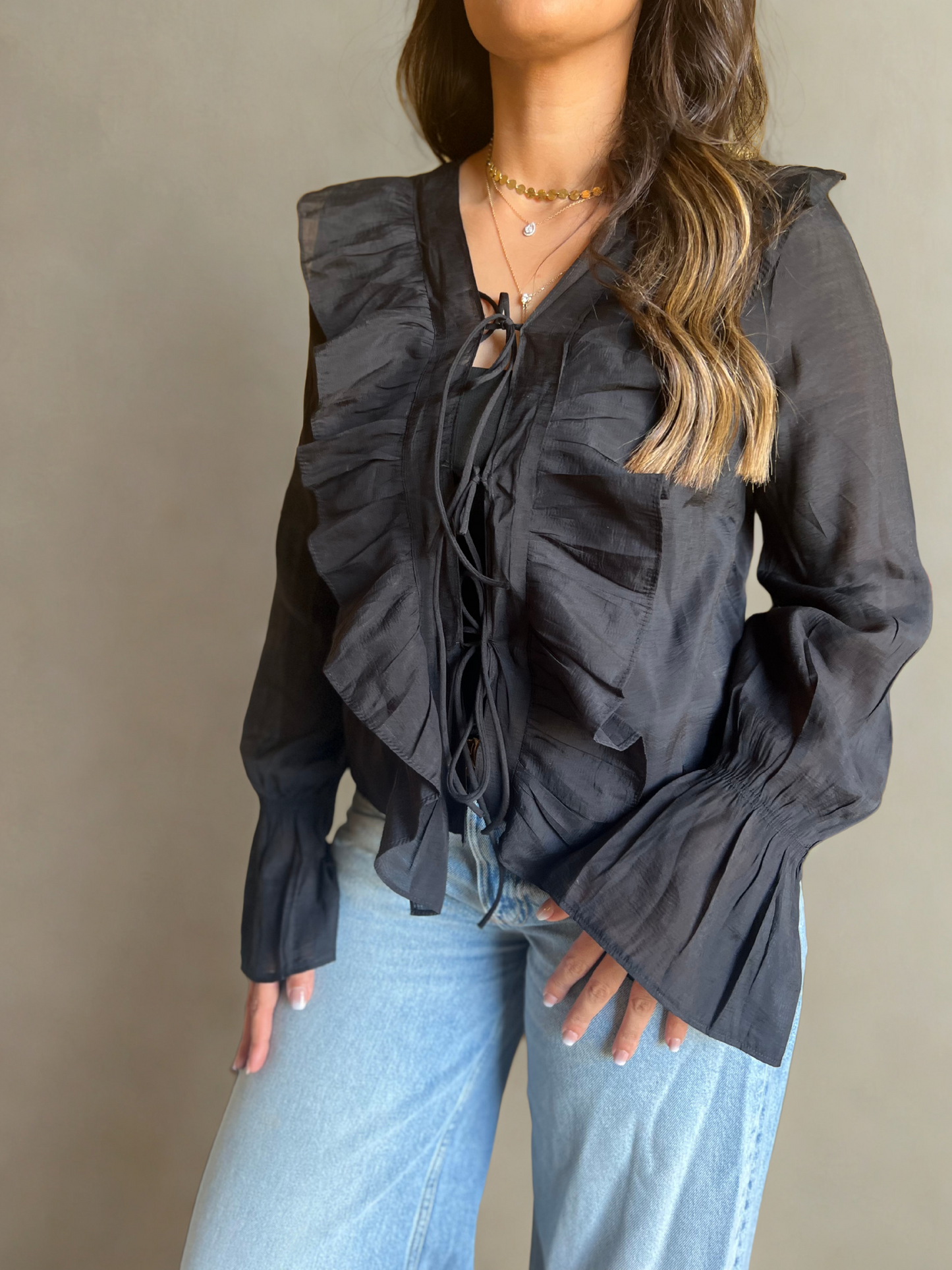 Black ruffles Chifon Blouse