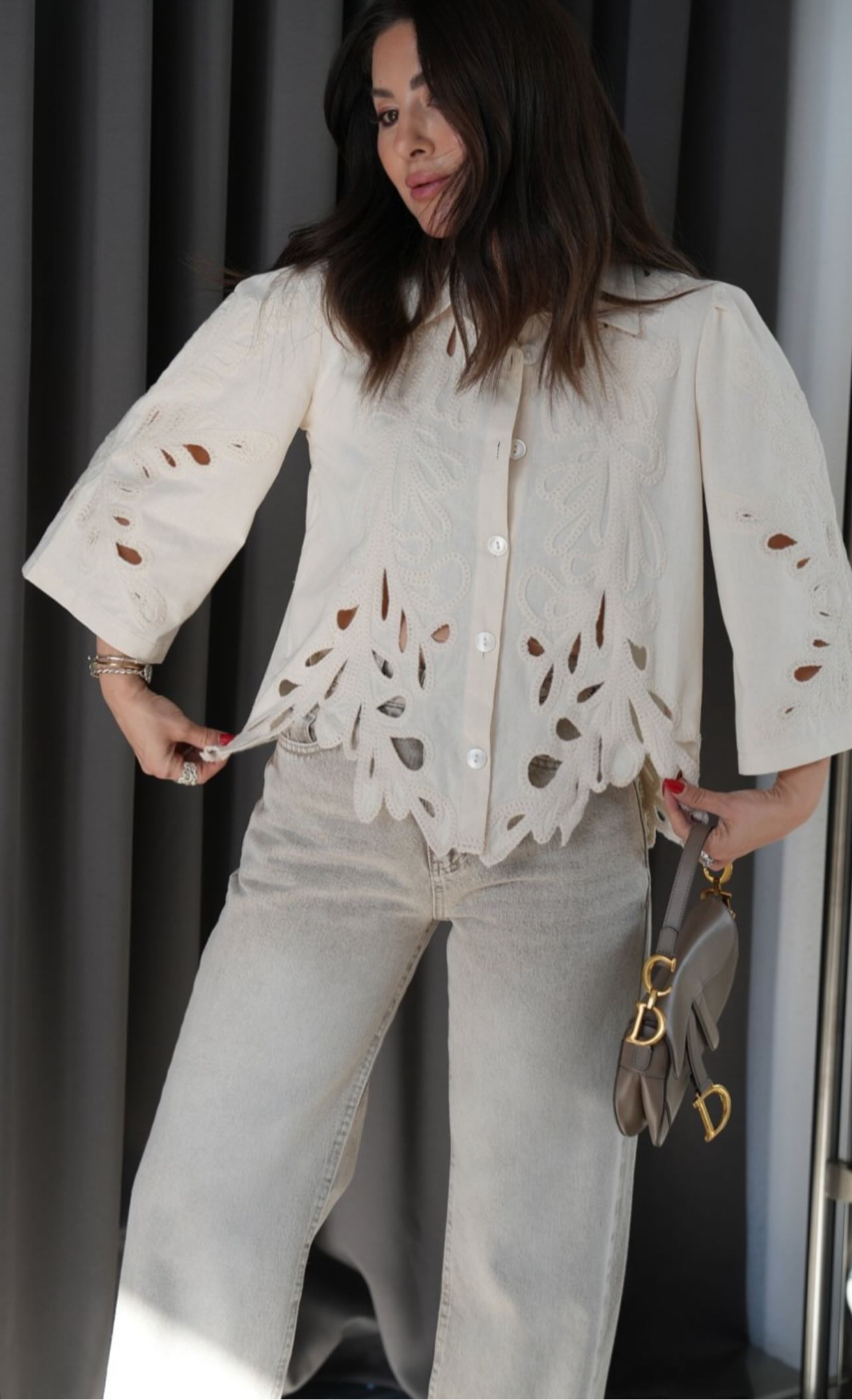 Embroidered beige shirt