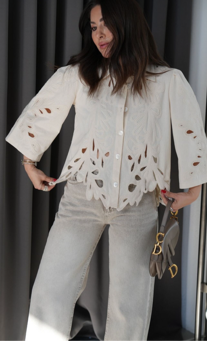 Embroidered beige shirt