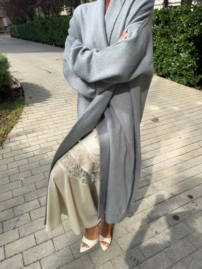 Long Grey Wool Cardigan