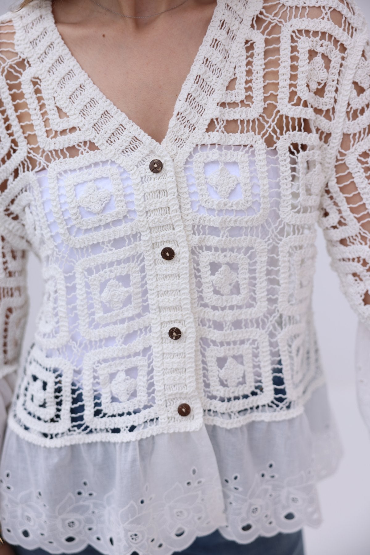 Sleeve and Waist Part Scallop Detail Cardigan