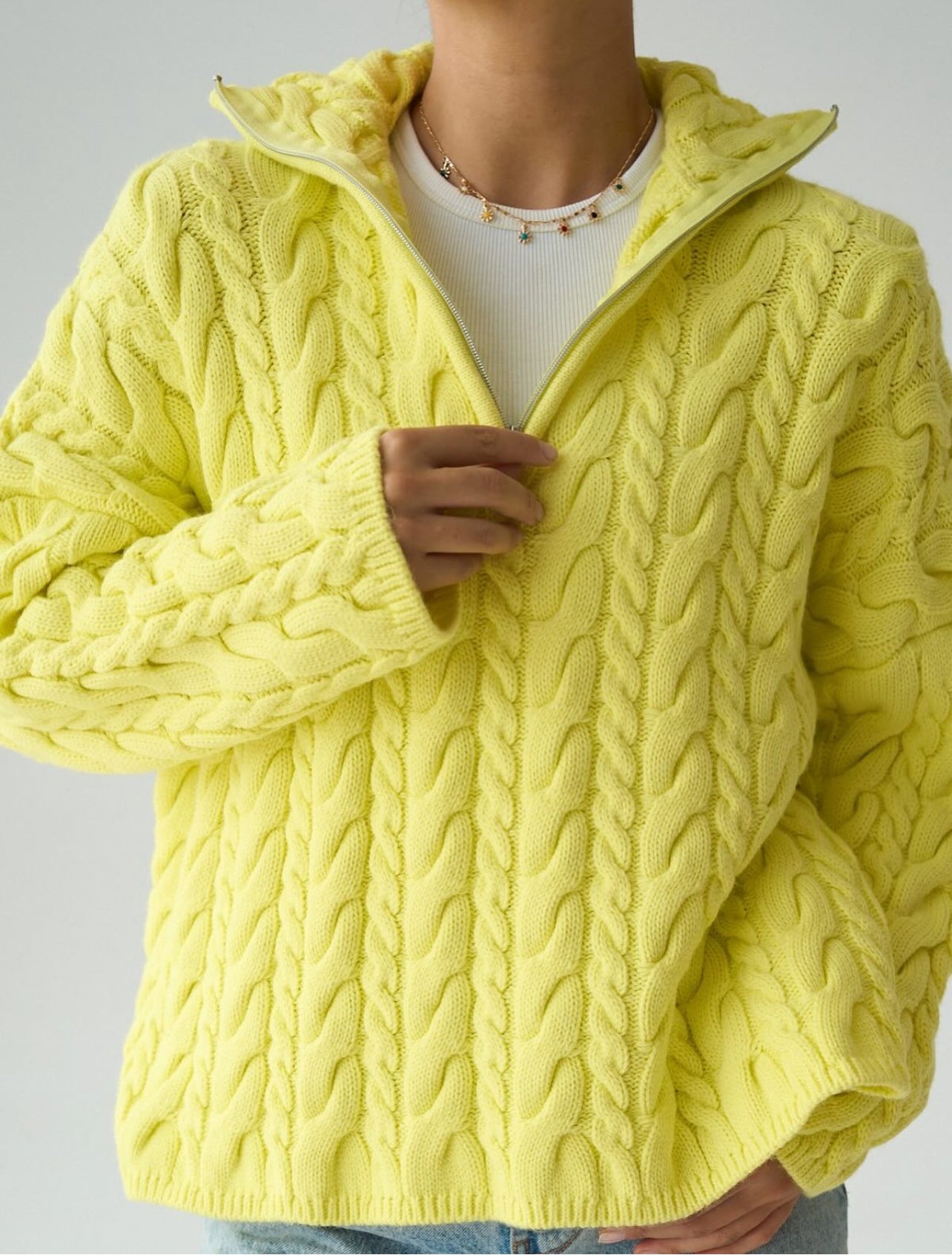 Braided Yellow Oversized Sweater