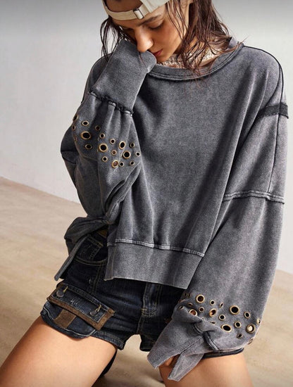 Bohemian grey sleeve details sweatshirt