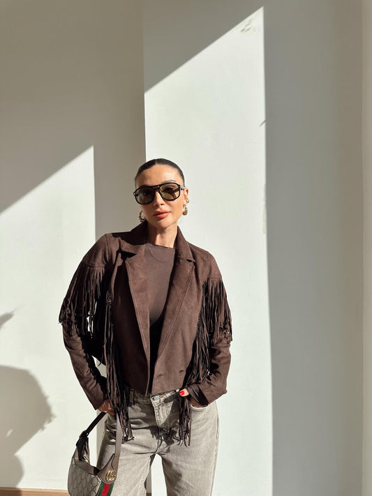 Premium Brown Suede fringes Jacket Pre-Order (6-8) days