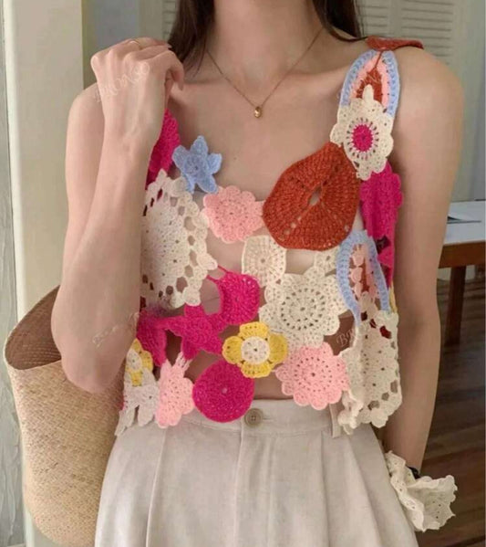 Pink Crochet Crop Top