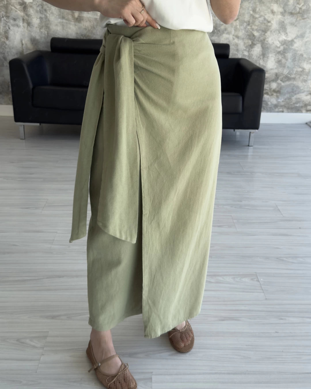 Wrapped Green linen Pants