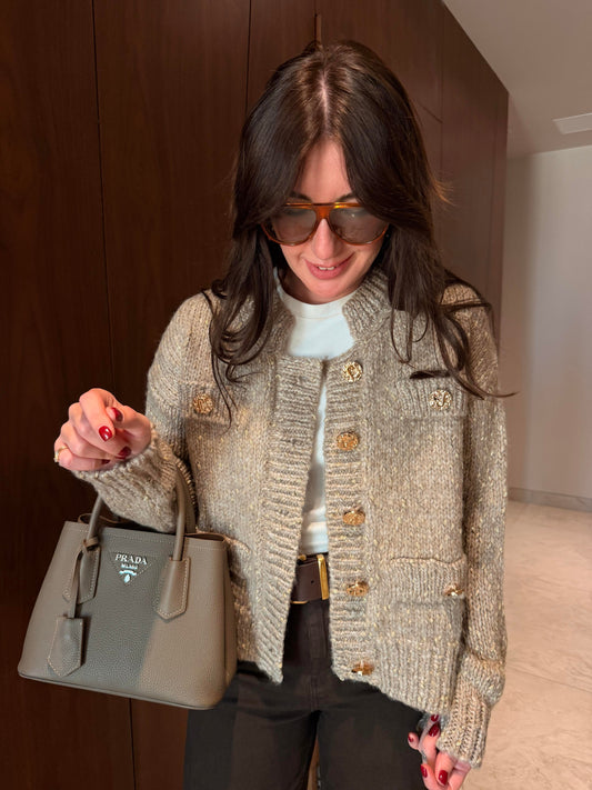 Beige with Golden striped Sweater