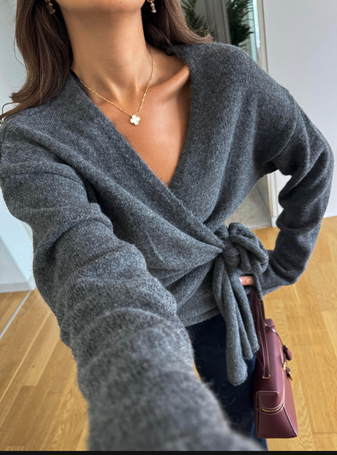 Double breasted tie sweater