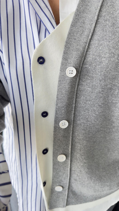 Grey Knitwear Detailed Shirt