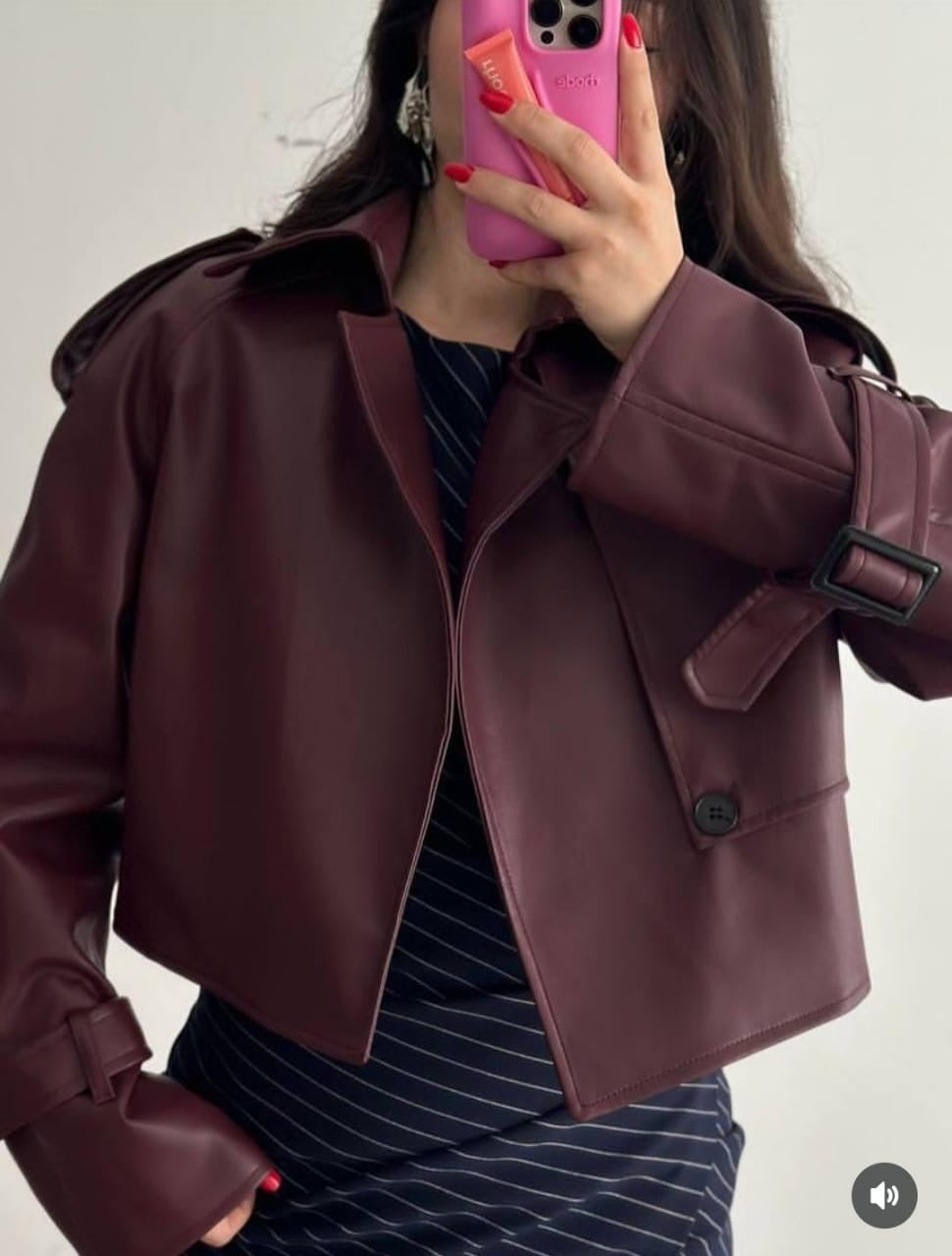 Burgundy Leather trenchcoat