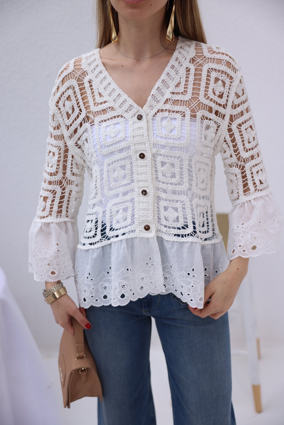 Sleeve and Waist Part Scallop Detail Cardigan
