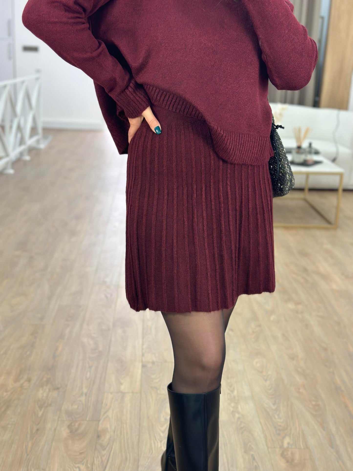 Burgundy Skirt Set