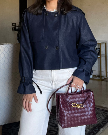 Denim Cropped Trench coat