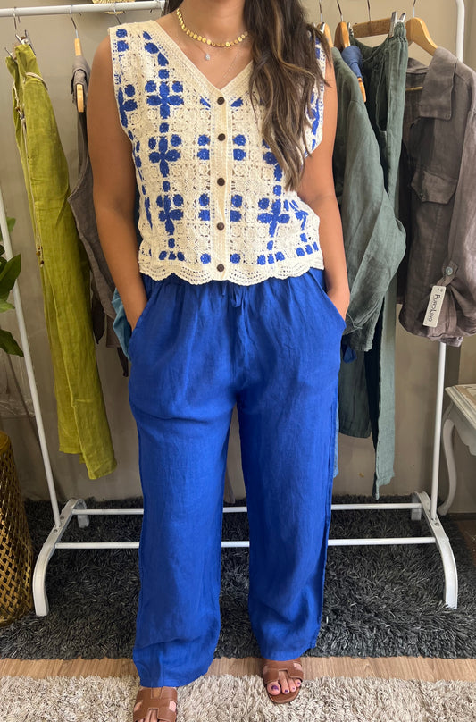 Italian 🇮🇹 Linen Royal Blue Pants