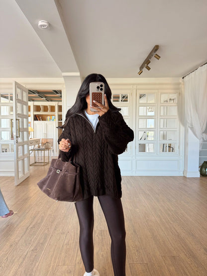 Braided Brown Oversized Sweater Pre-Order (6-8) Days