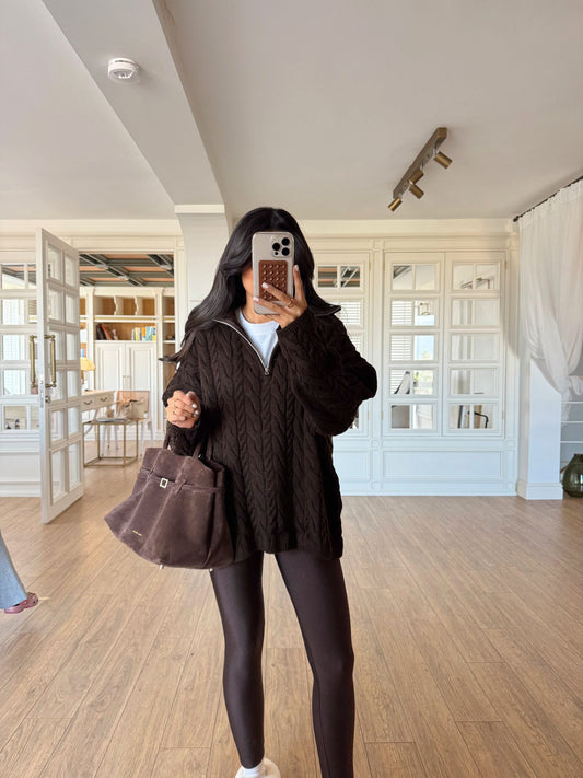 Braided Brown Oversized Sweater Pre-Order (6-8) Days