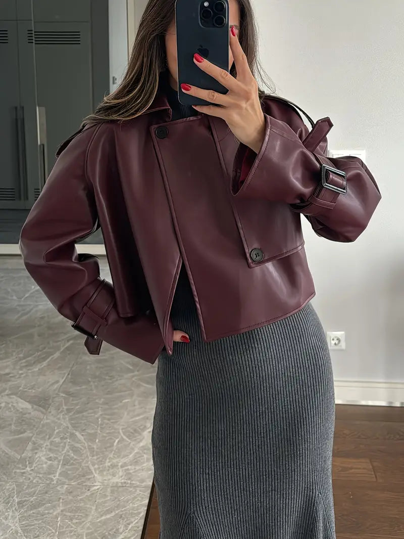 Burgundy Leather trenchcoat