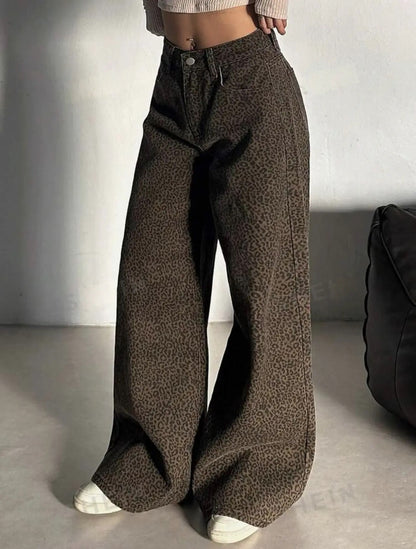 Leopard Denim wide leg