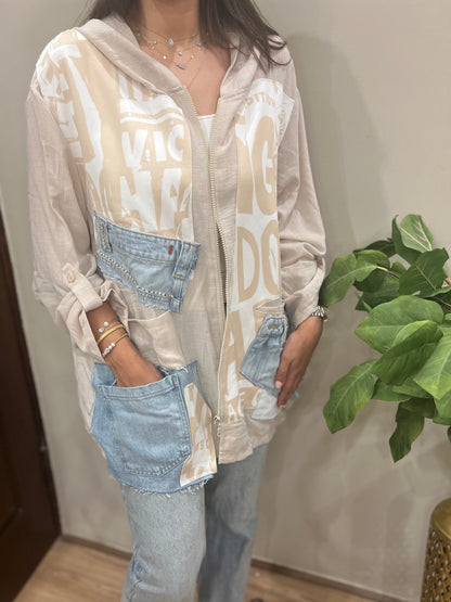 Denim patchwork Cardigan