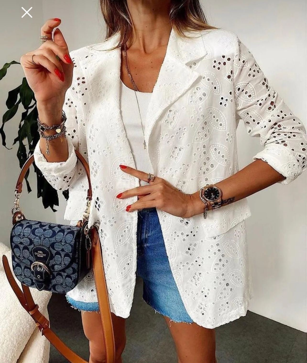 Embroidered Eyelet White Jacket