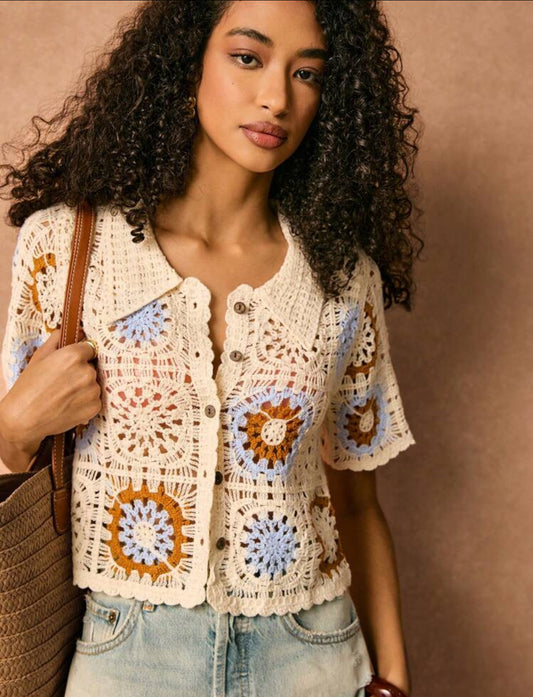 Short Sleeve Crochet Cardigan