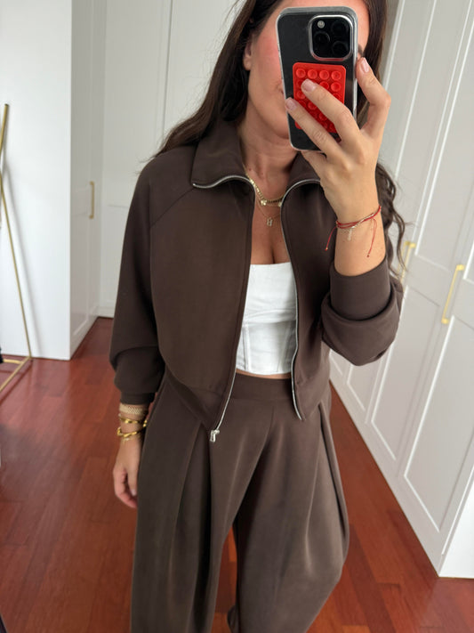 Brown Thick Cotton TrackSuit
