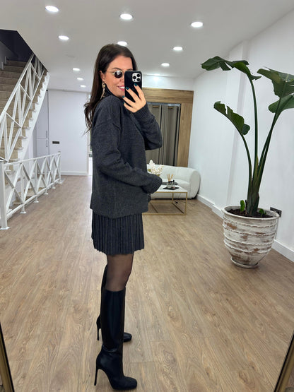 Dark Grey Skirt Set
