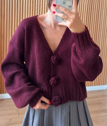 Knit burgundy cardigan