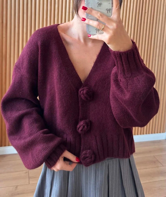 Knit burgundy cardigan