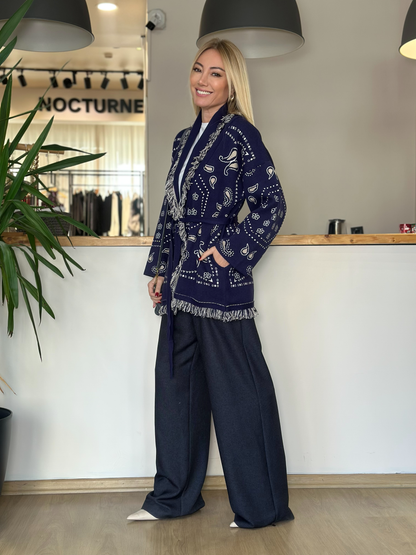 Blue belted Cardigan