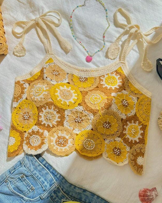 Yellow Crochet Crop Top