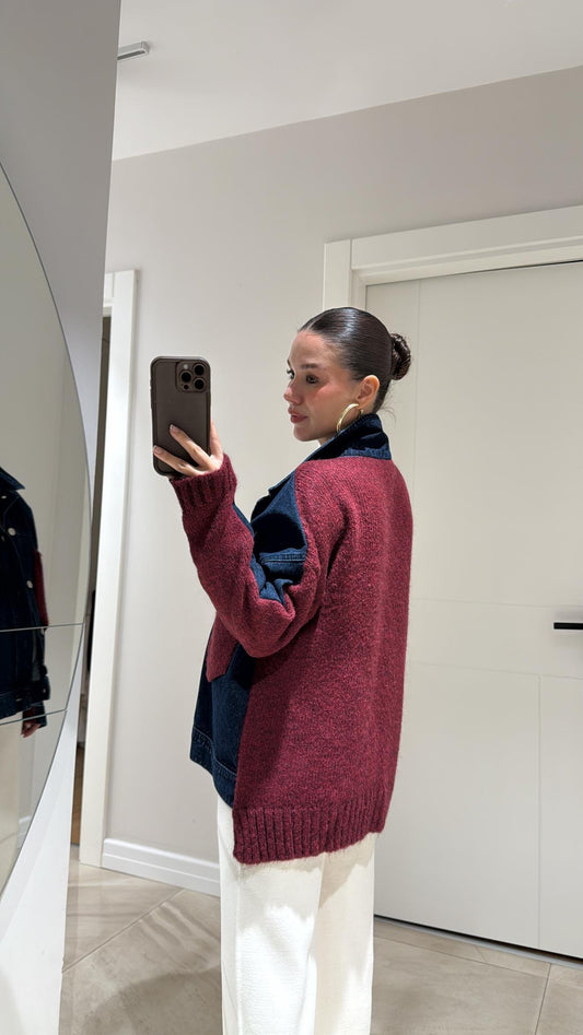 Denim * Knitted Burgundy Shirt