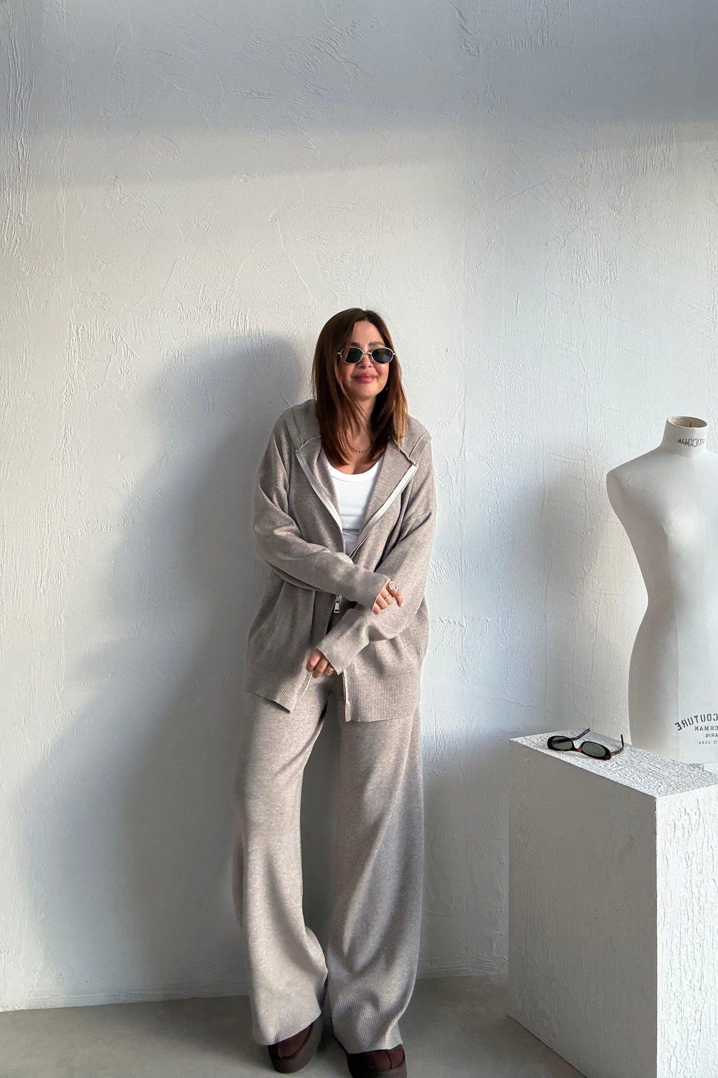 Greish Knitted Double zipper Set