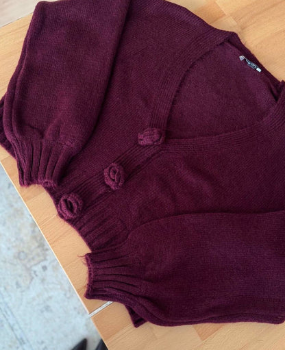 Knit burgundy cardigan