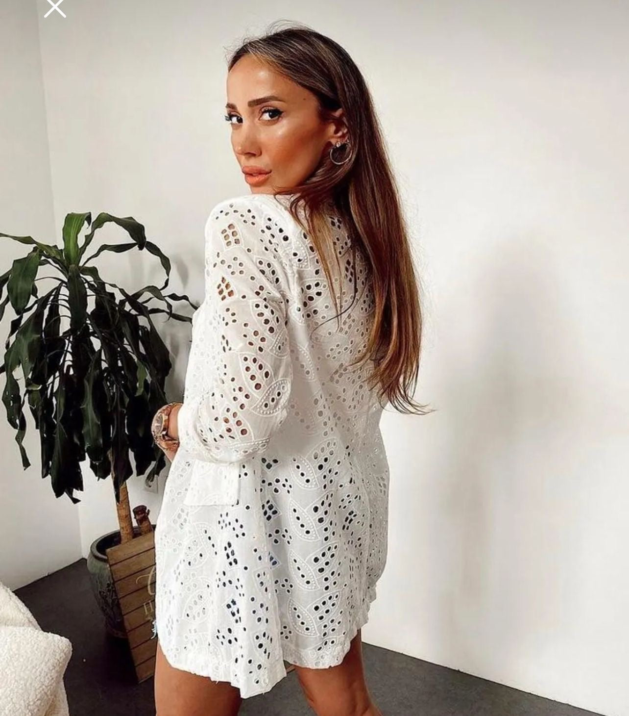 Embroidered Eyelet White Jacket