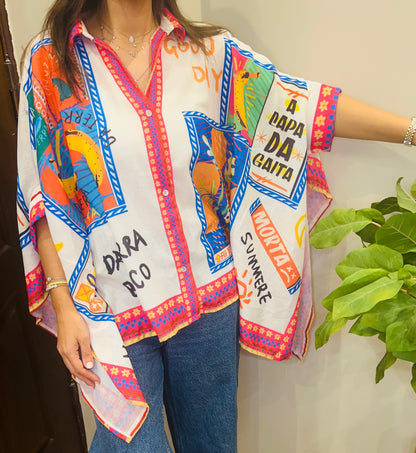 Italian 🇮🇹 Tropical Prints oversized Colorful Shirt