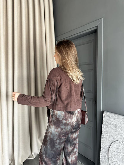 Premium Brown Suede fringes Jacket