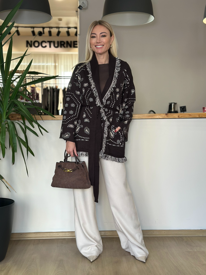 Coffee belted Cardigan