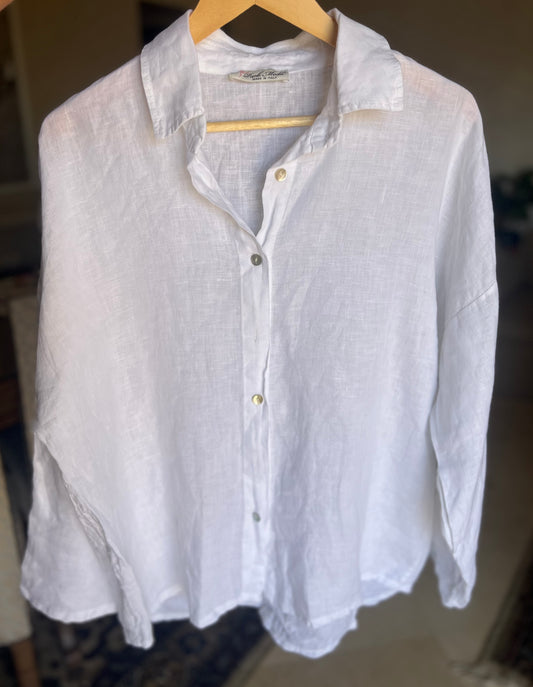 White Italian 🇮🇹 Pure Linen Shirt