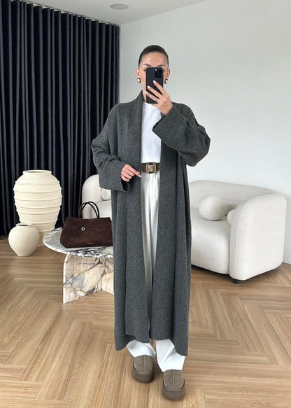 Long Grey Wool Cardigan