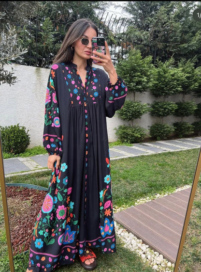 Maxi Crep Cotton Floral Dress