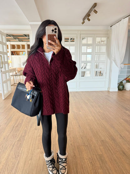 Braided burgundy Oversized Sweater Pre-Order (6-8) Days