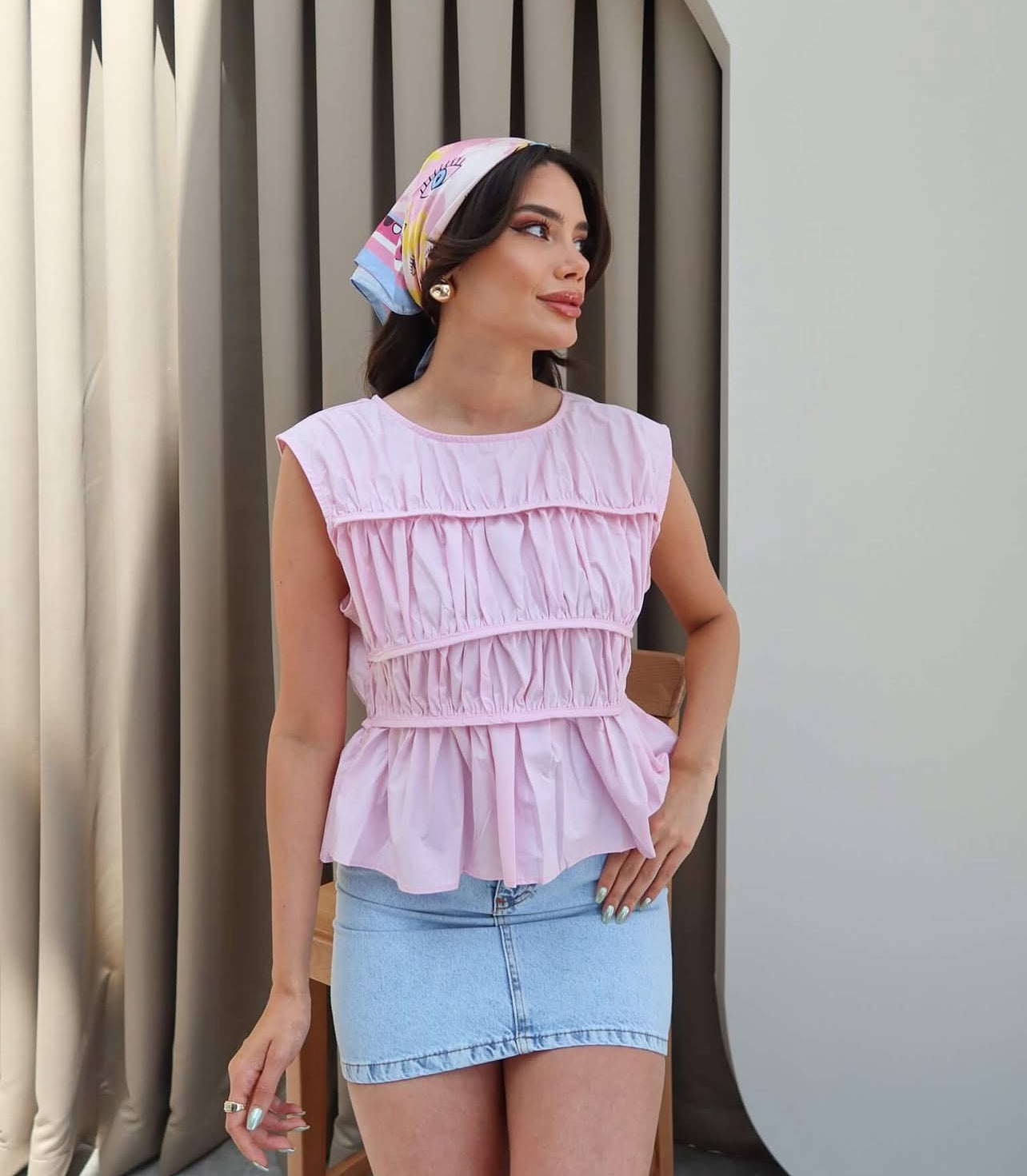 Pink sleeveless Detailed Top