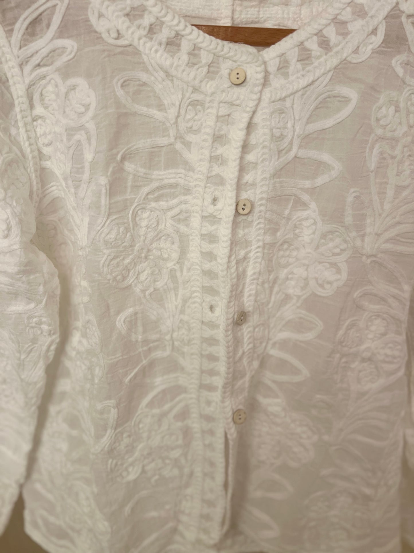White Embroidered Cardigan