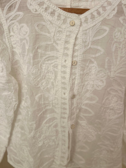 White Embroidered Cardigan