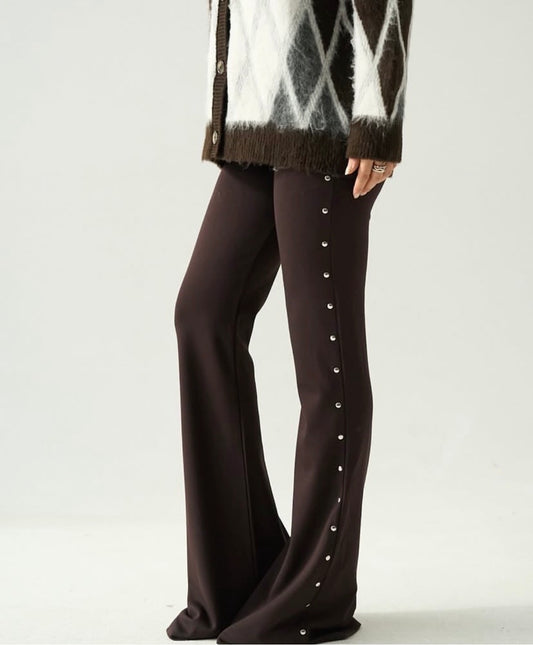Jersey flared Brown Pants